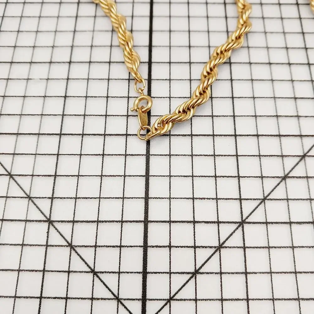 Necklace VTG Chain Trifari Crown Textured Gold Tone Rope Opera 60s Twist 26